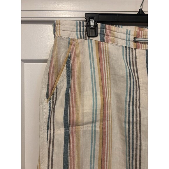 Per Se Linen Blend Summer Pants Size 1X Cropped Multicolor Striped Wide Leg - Picture 4 of 6